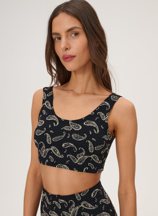 Sporty cut swimsuit top with print - Emilia