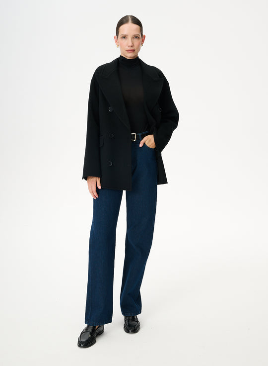 Black virgin wool oversized double-breasted blazer - Joel
