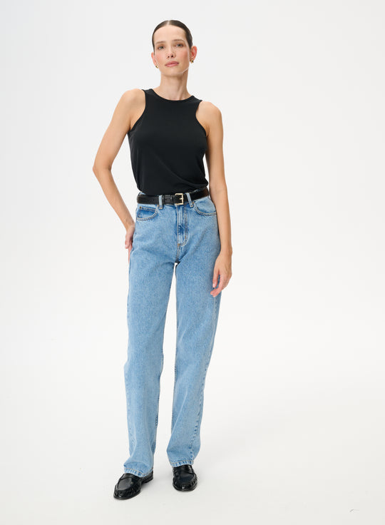 Black tank top made of delicate knitted fabric with a fitted cut - Marcello