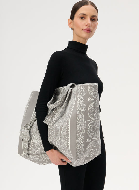 Torba typu shopper z bawełny w kolorze szarym - Capri