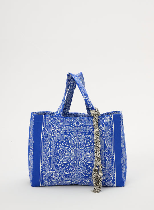 Torba typu shopper z bawełny w kolorze chabrowym - Capri