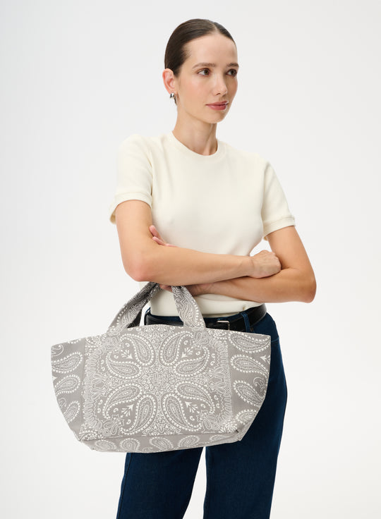Gray mini shopper bag with print - Mia