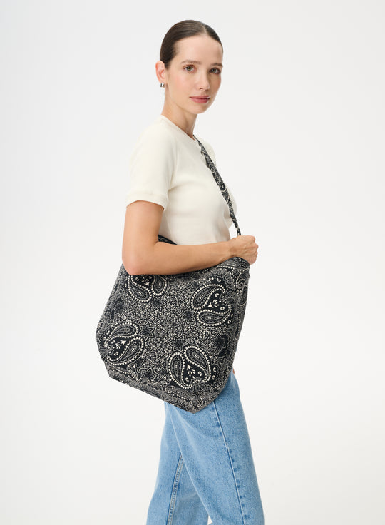 Black cotton bucket bag - Alma