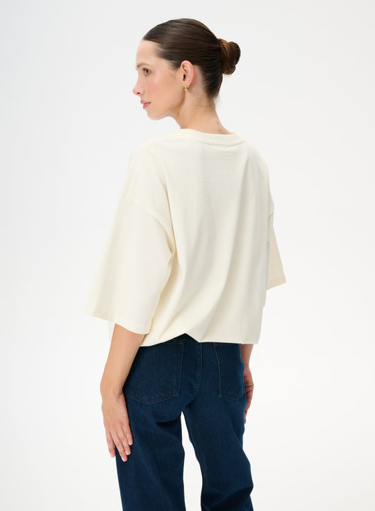 T-shirt oversize w kolorze ecru - Weston