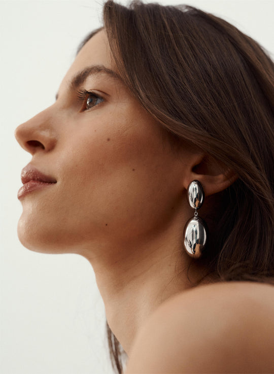 Silver stainless steel earrings - Kim