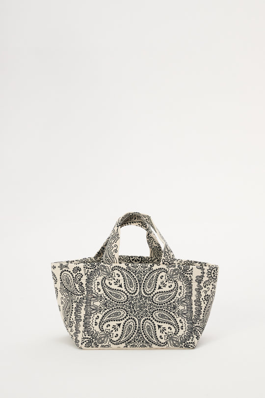 Torba mini typu shopper ecru z printem - Mia
