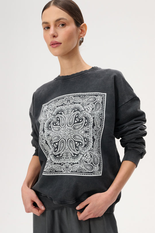 Bluza z bawełny z nadrukiem bandany - Bailey