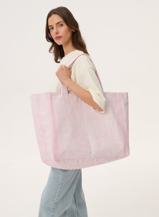 Torba typu shopper z bawełny w kolorze różowym - Capri