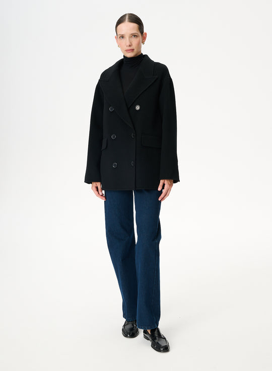 Black virgin wool oversized double-breasted blazer - Joel