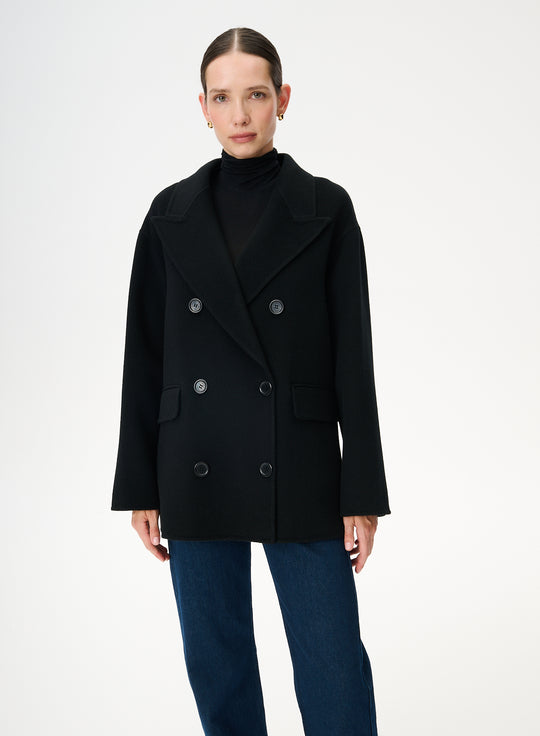 Black virgin wool oversized double-breasted blazer - Joel