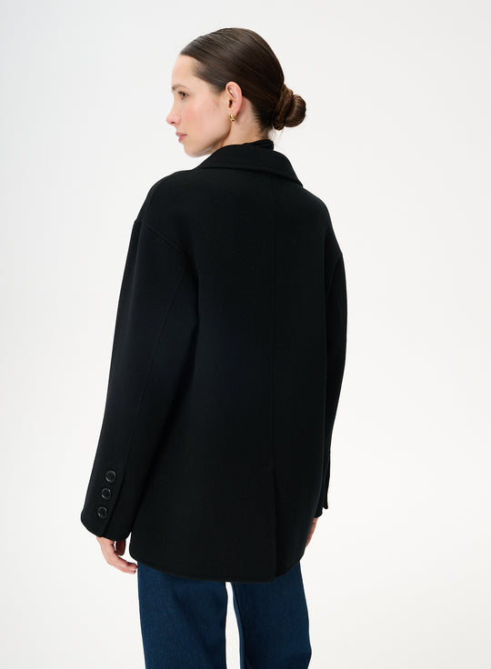 Black virgin wool oversized double-breasted blazer - Joel