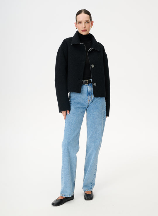 Reversible grey wool jacket - Monie