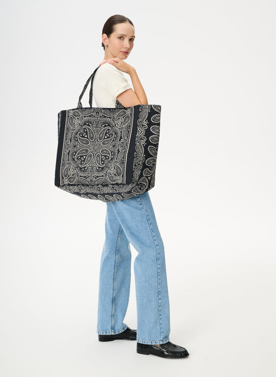Black cotton shopper bag - Capri