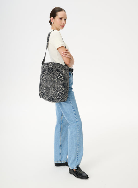 Black cotton bucket bag - Alma