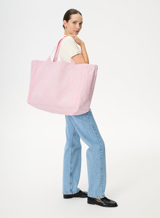Torba typu shopper z bawełny w kolorze różowym - Capri