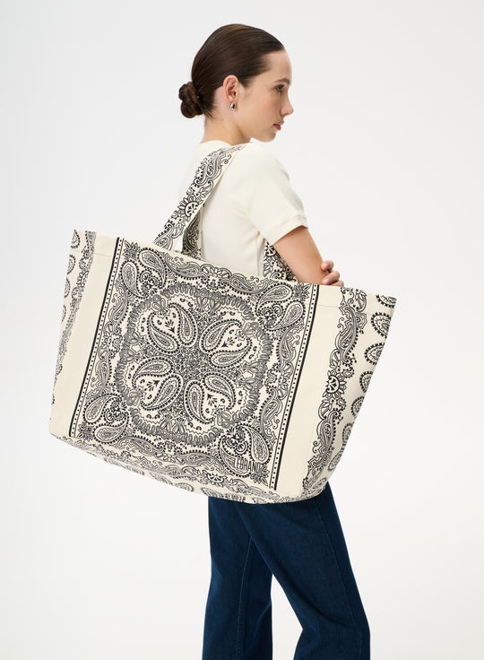 Torba typu shopper z bawełny w kolorze ecru - Capri
