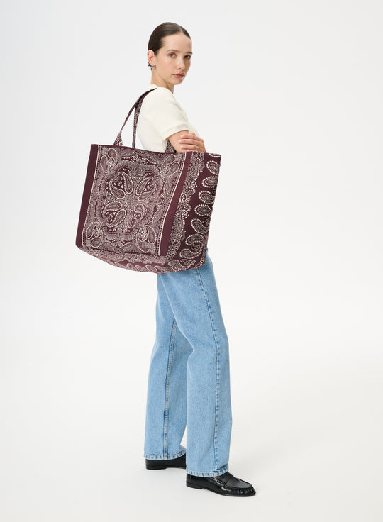 Torba typu shopper z bawełny w kolorze burgundu - Capri