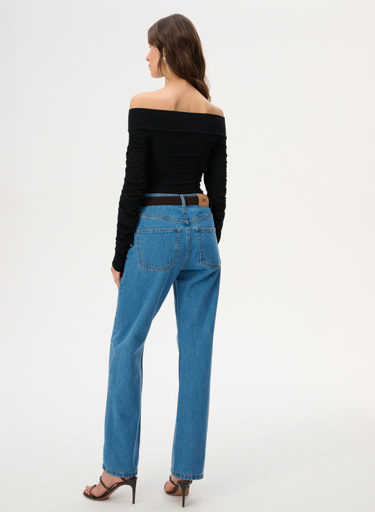 Body off-shoulder z bambusowej tkaniny w kolorze czarnym - Sophie