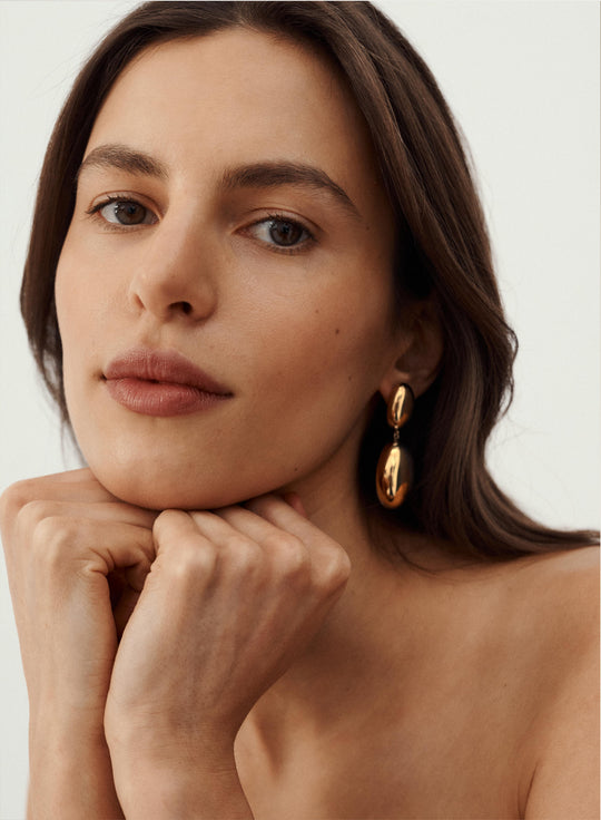 Gold-colored stainless steel earrings - Kim