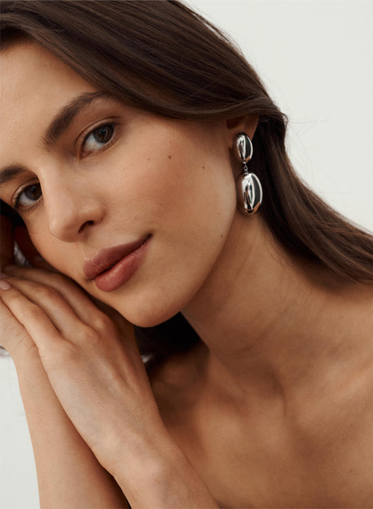 Silver stainless steel earrings - Kim