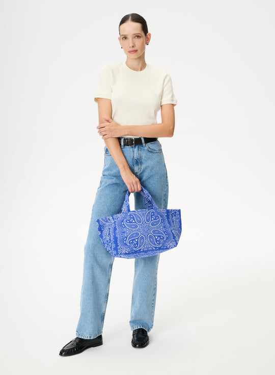 Torba mini typu shopper chabrowa z printem - Mia