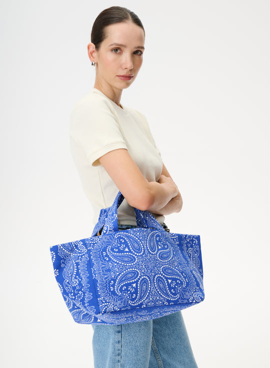 Torba mini typu shopper chabrowa z printem - Mia