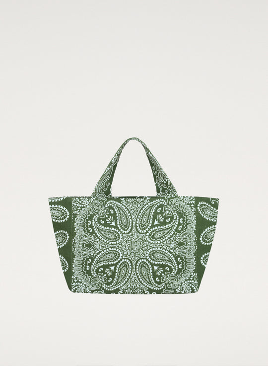 Torba mini typu shopper zielona z printem - Mia