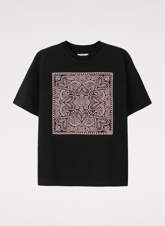 T-shirt z bawełny w kolorze czarnym z nadrukiem - Valentine